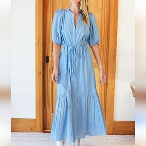 Emerson Fry India Collection Puff Sleeve Metallic Accent Powder Blue Lucy Dress